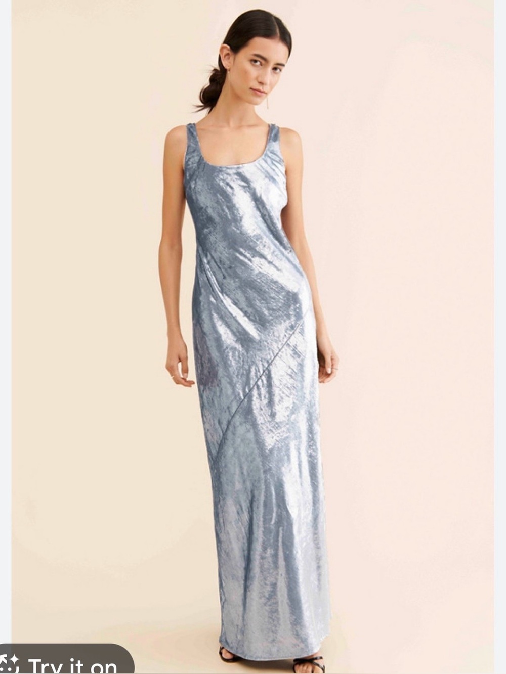 Line & Dot Silver Beaming Maxi Dress